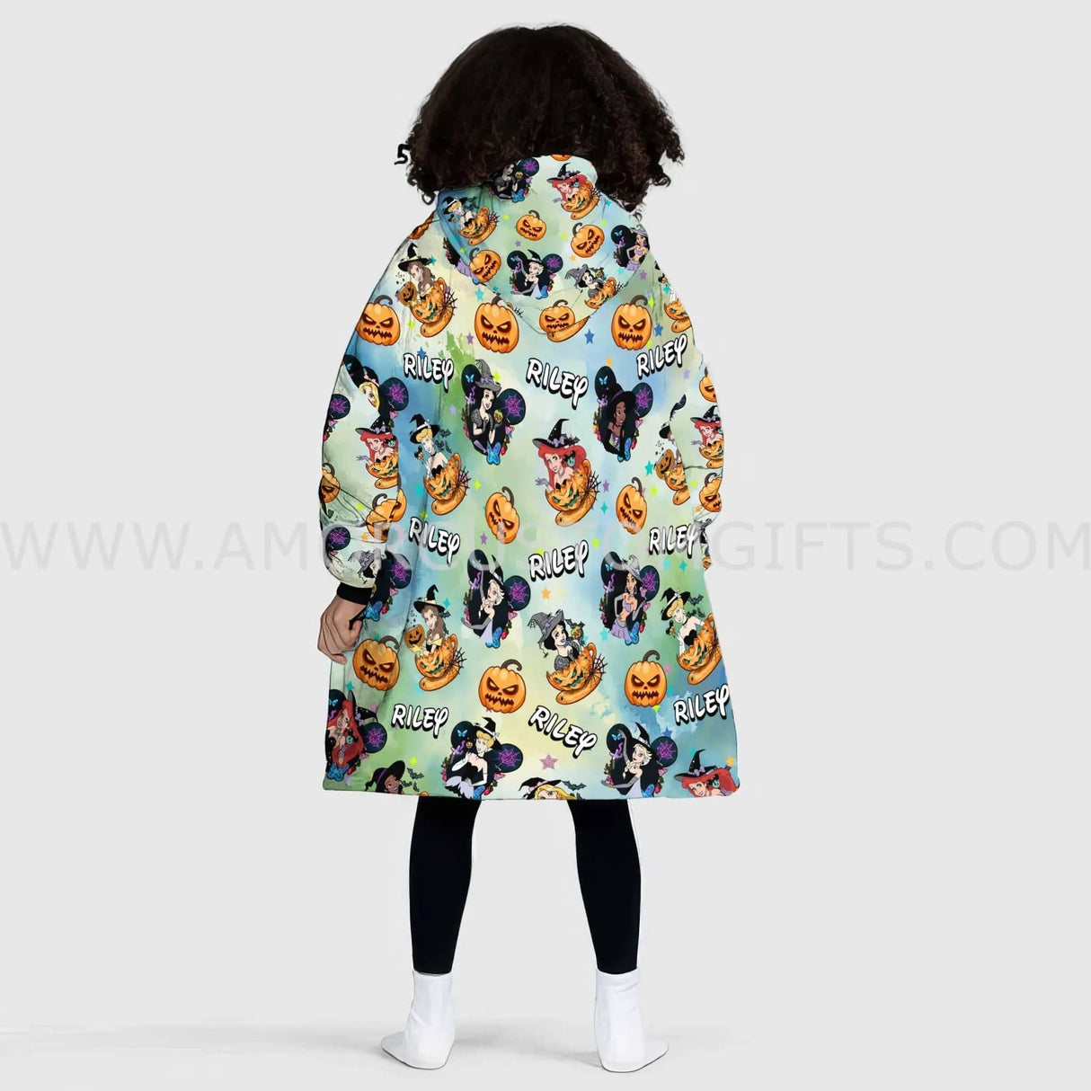 Personalized Princess Magic World Halloween Snug Oversized Wearable Hoodie Blanket