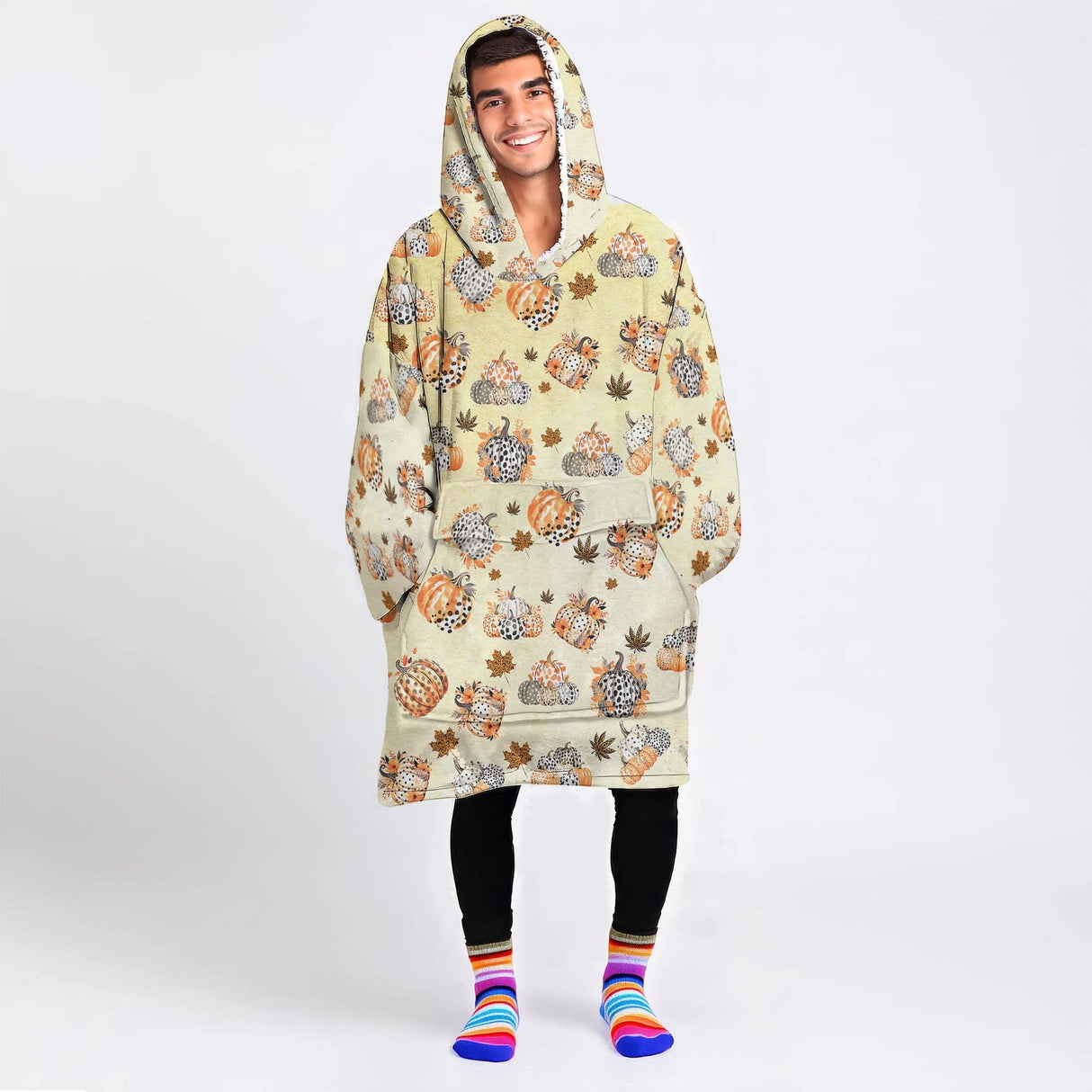 Personalized Pumpkin Leopard Snug Oversized Wearable Hoodie Blanket