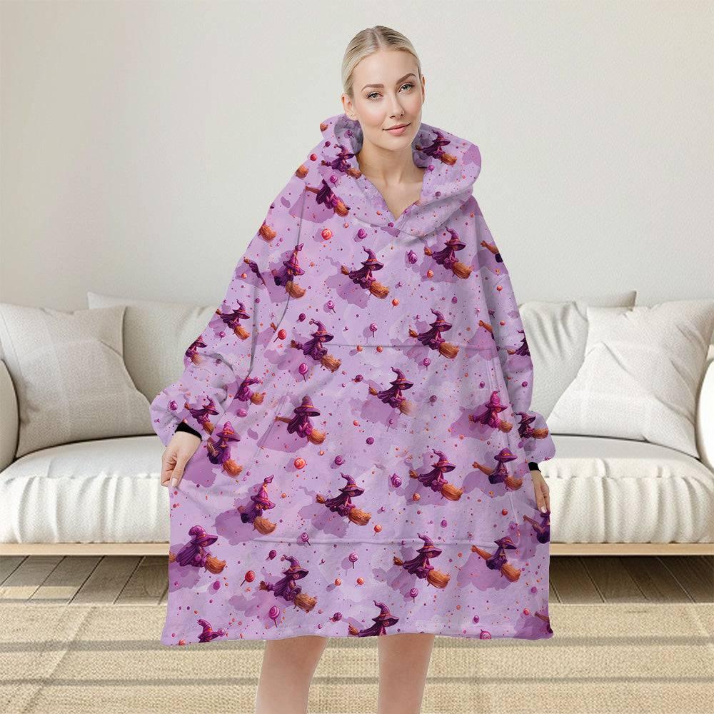 Personalized Purple Witch Snug Oversized Wearable Hoodie Blanket