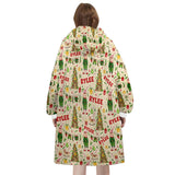 Personalized Retro Christmas Elves Snug Oversized Wearable Hoodie Blanket