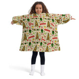 Personalized Retro Christmas Elves Snug Oversized Wearable Hoodie Blanket