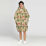 Personalized Retro Christmas Elves Snug Oversized Wearable Hoodie Blanket