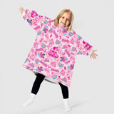 Personalized Retro Doll Pink Doll Checkers Snug Oversized Wearable Hoodie Blanket