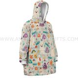 Personalized Retro Music Ghost Mushrooms Snug Oversized Wearable Hoodie Blanket