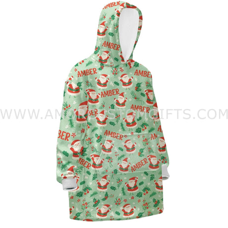 Personalized Santa Christmas Snug Oversized Wearable Hoodie Blanket