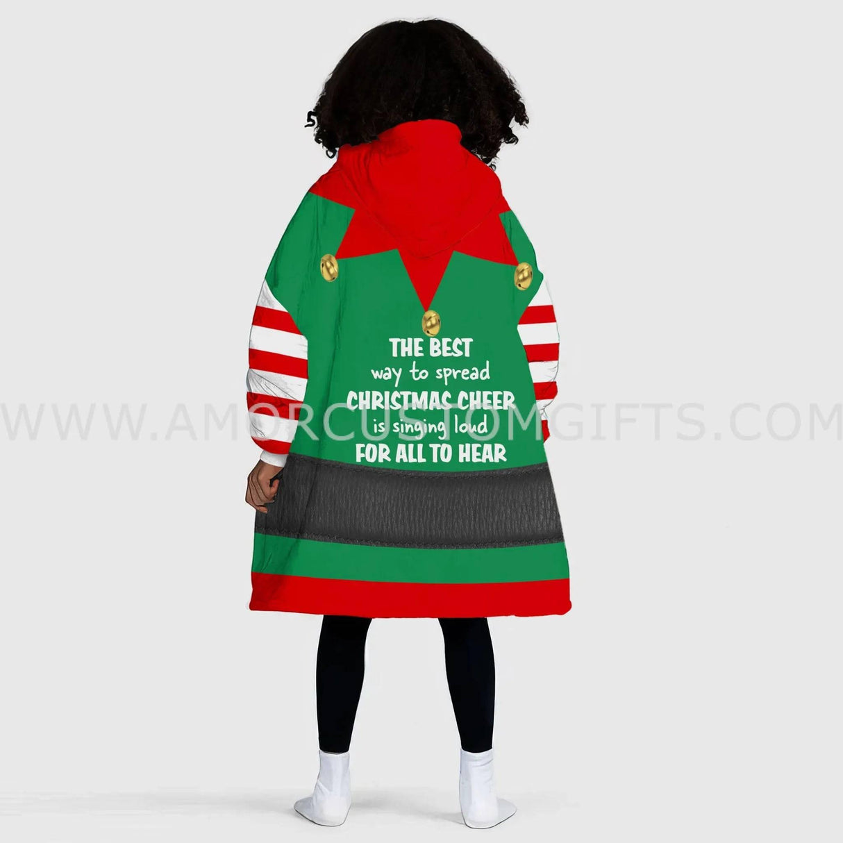 Personalized Santa's Elf Xmas Snug Oversized Wearable Hoodie Blanket