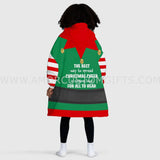 Personalized Santa's Elf Xmas Snug Oversized Wearable Hoodie Blanket