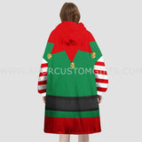 Personalized Santa's Elf Xmas Snug Oversized Wearable Hoodie Blanket