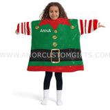 Personalized Santa's Elf Xmas Snug Oversized Wearable Hoodie Blanket