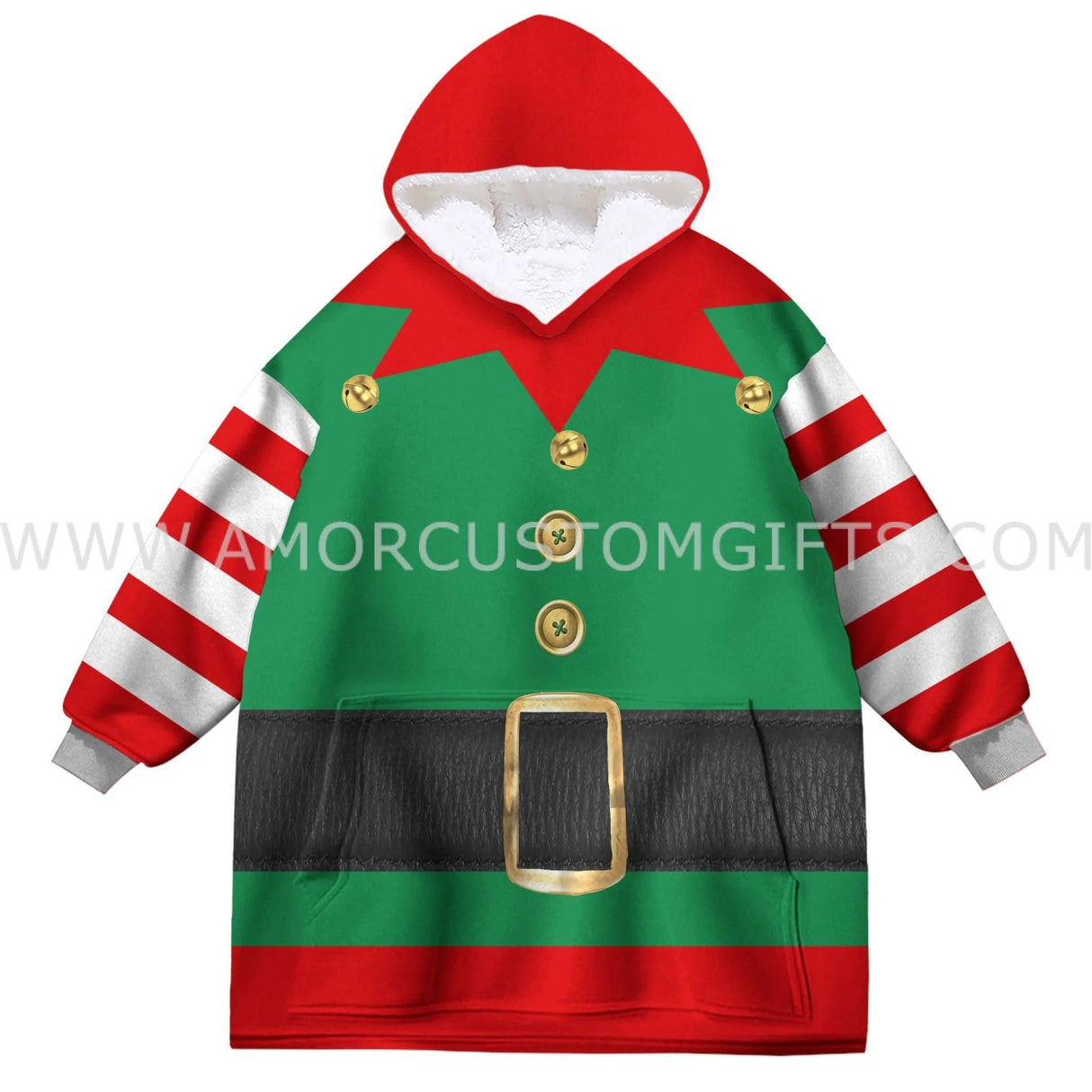 Personalized Santa's Elf Xmas Snug Oversized Wearable Hoodie Blanket