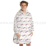 Personalized Santa Seamless Pattern Snug Oversized Wearable Hoodie Blanket