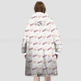 Personalized Santa Seamless Pattern Snug Oversized Wearable Hoodie Blanket