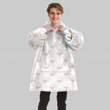 Personalized Santa Seamless Pattern Snug Oversized Wearable Hoodie Blanket