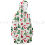 Personalized Santa With Xmas Tree Snug Oversized Wearable Hoodie Blanket