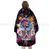 Personalized Sarcastic Sweary Skeleton The Last Flying Fuck Snug Oversized Wearable Hoodie Blanket