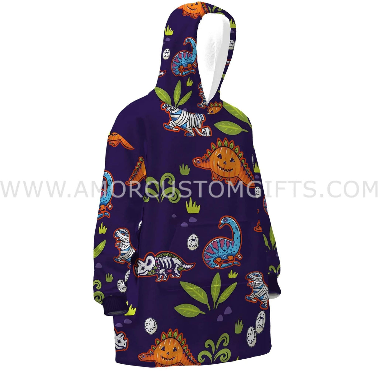 Personalized Skeleton Mummy Dinosaur Halloween Snug Oversized Wearable Hoodie Blanket