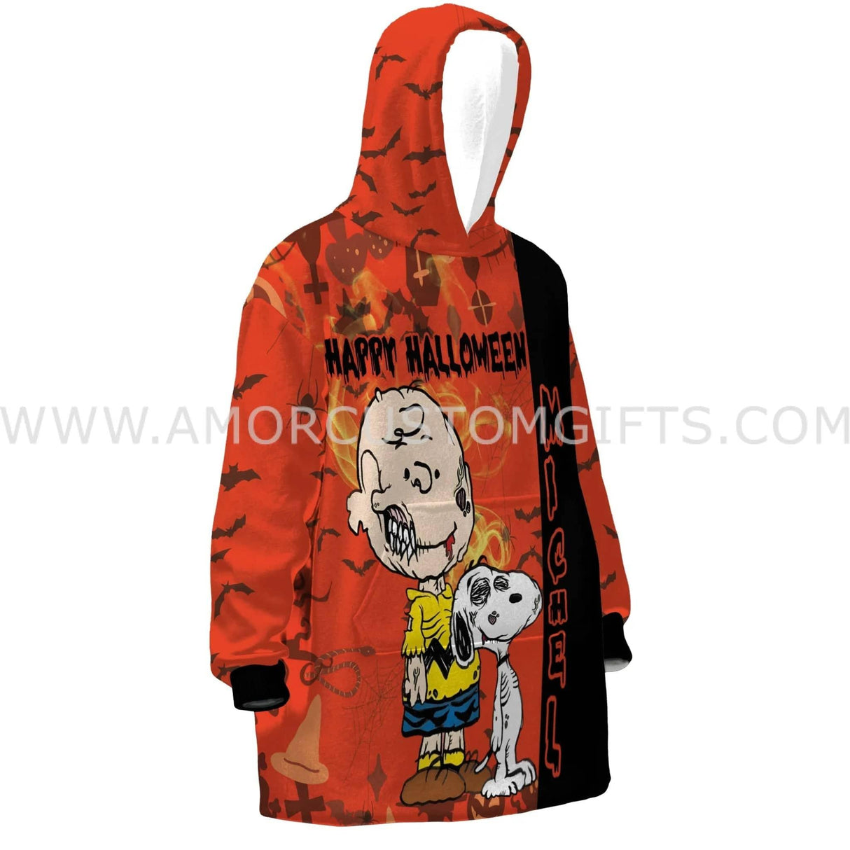 Personalized Snoopy Rescue Dogs Hero Squad Halloween Snug Oversized Wearable Hoodie Blanket