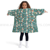 Personalized Snowman Mint Snug Oversized Wearable Hoodie Blanket