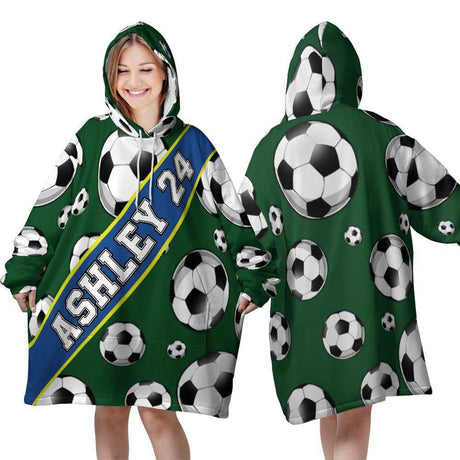 Personalized Soccer Lover Snug Oversized Wearable Hoodie Blanket