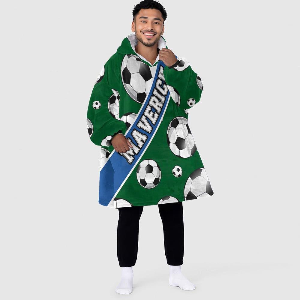 Personalized Soccer Lover Snug Oversized Wearable Hoodie Blanket