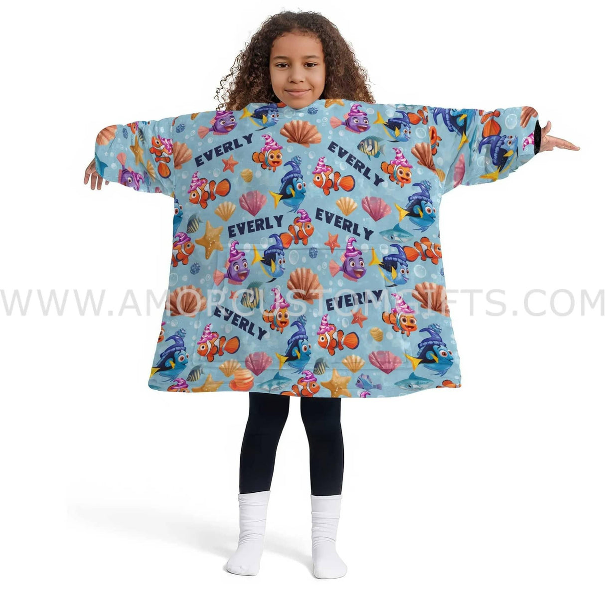 Personalized Spooky Clownfis Halloween Snug Oversized Wearable Hoodie Blanket