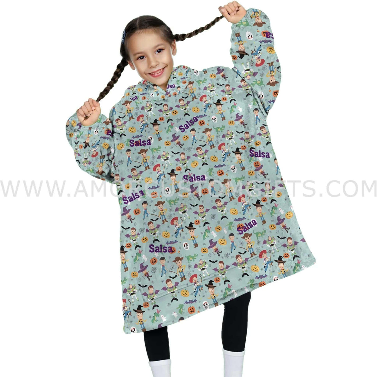 Personalized Spooky Toyland Adventure Halloween Snug Oversized Wearable Hoodie Blanket