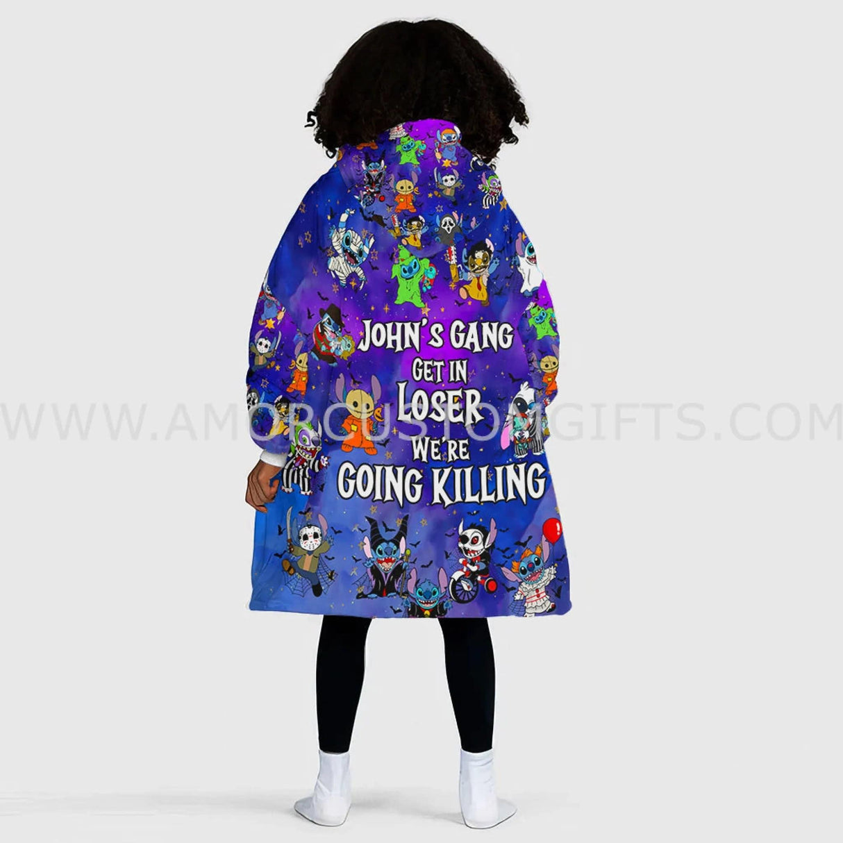 Personalized Stitch Get in Loser Halloween Snug Oversized Wearable Hoodie Blanket