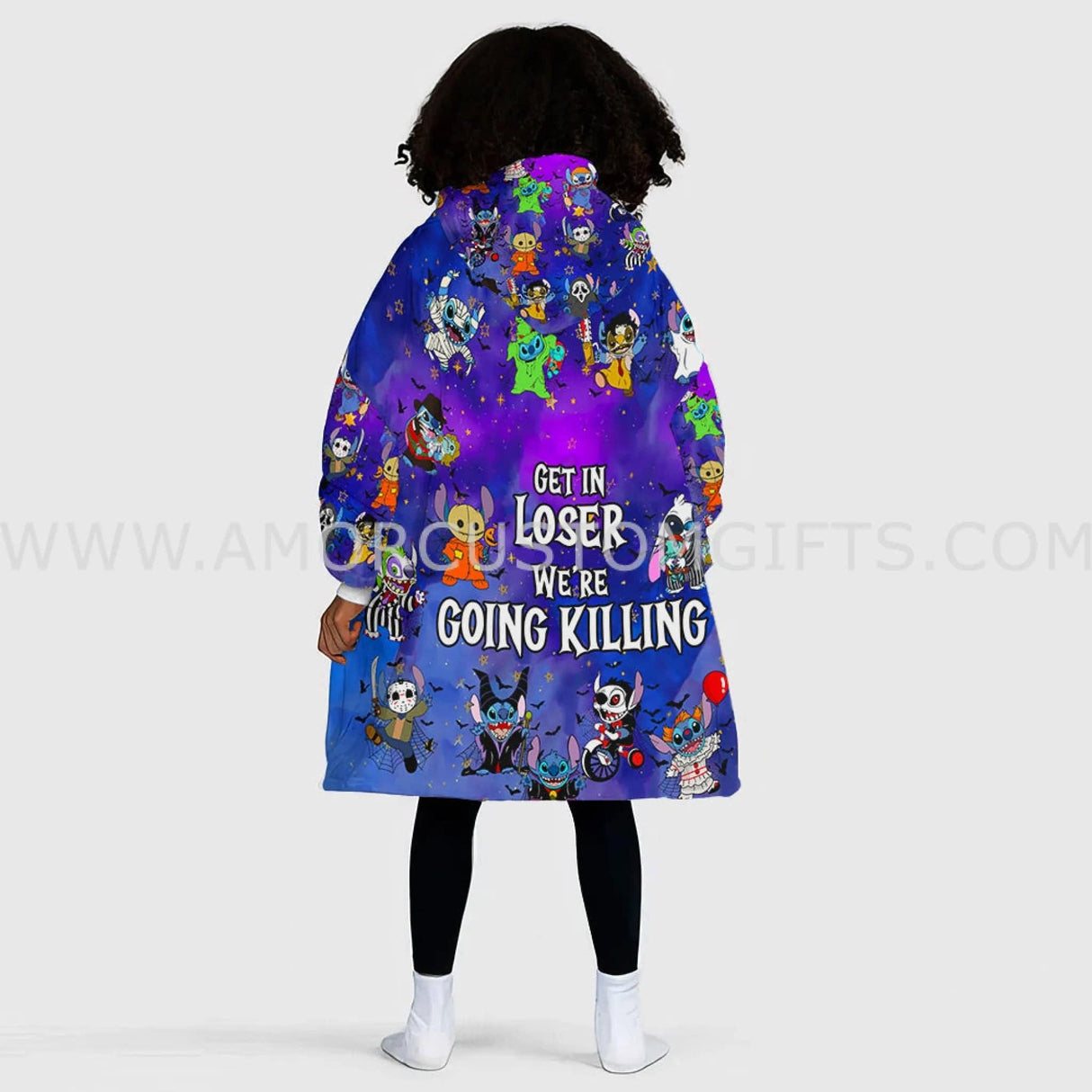 Personalized Stitch Get in Loser Halloween Snug Oversized Wearable Hoodie Blanket