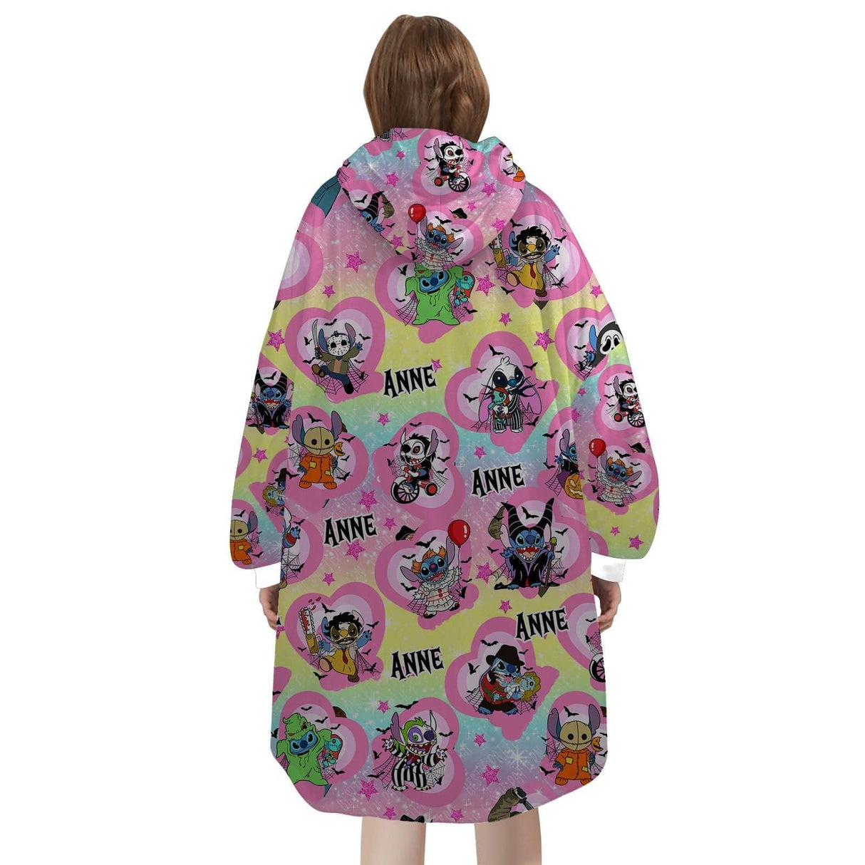 Personalized Stitch Movies Characters Pink Halloween Snug Oversized Wearable Hoodie Blanket