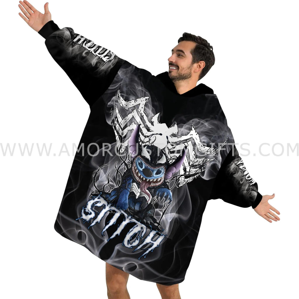 Personalized Stitch Vemon Snug Oversized Wearable Hoodie Blanket