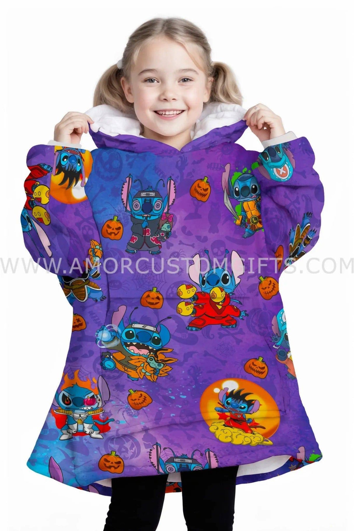 Personalized Stitchy Anime Characters Halloween Snug Oversized Wearable Hoodie Blanket