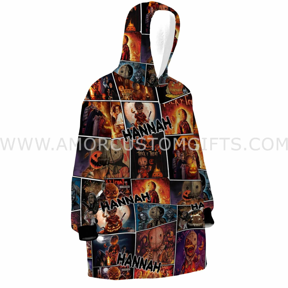 Personalized Trick r Treat Halloween Snug Oversized Wearable Hoodie Blanket