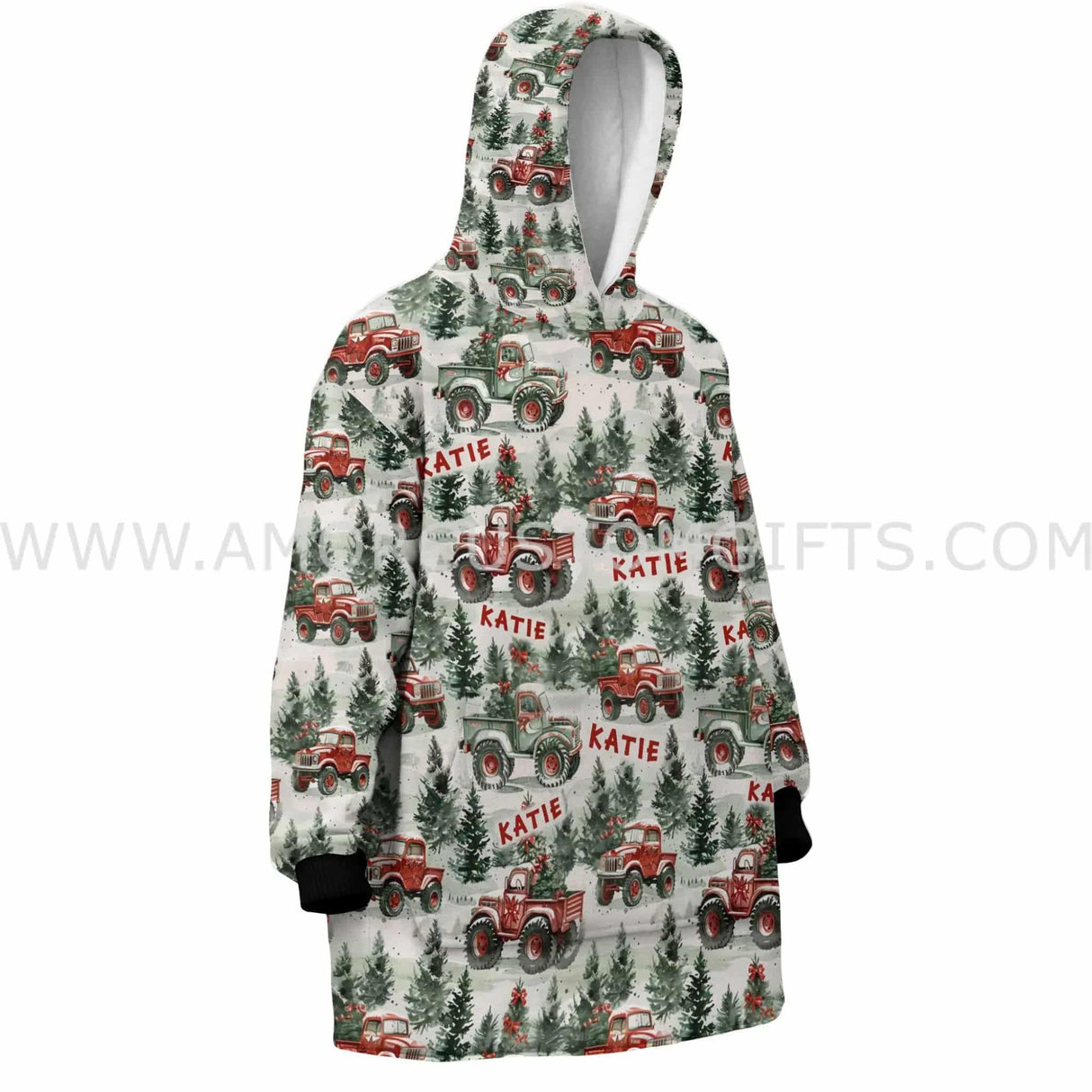 Personalized Truck Xmas Snug Oversized Wearable Hoodie Blanket