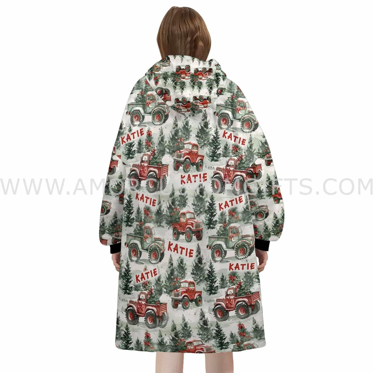 Personalized Truck Xmas Snug Oversized Wearable Hoodie Blanket