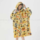 Personalized Winnie Bear Fall Halloween Snug Oversized Wearable Hoodie Blanket