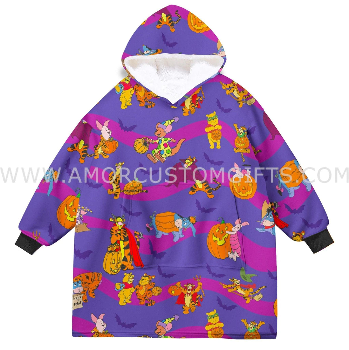 Personalized Winnie the Pooh Halloween Snug Oversized Wearable Hoodie Blanket