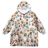 Personalized Woodland Christmas Winter Animals Snug Oversized Wearable Hoodie Blanket