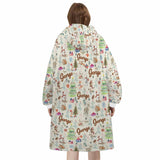 Personalized Woodland Christmas Winter Animals Snug Oversized Wearable Hoodie Blanket