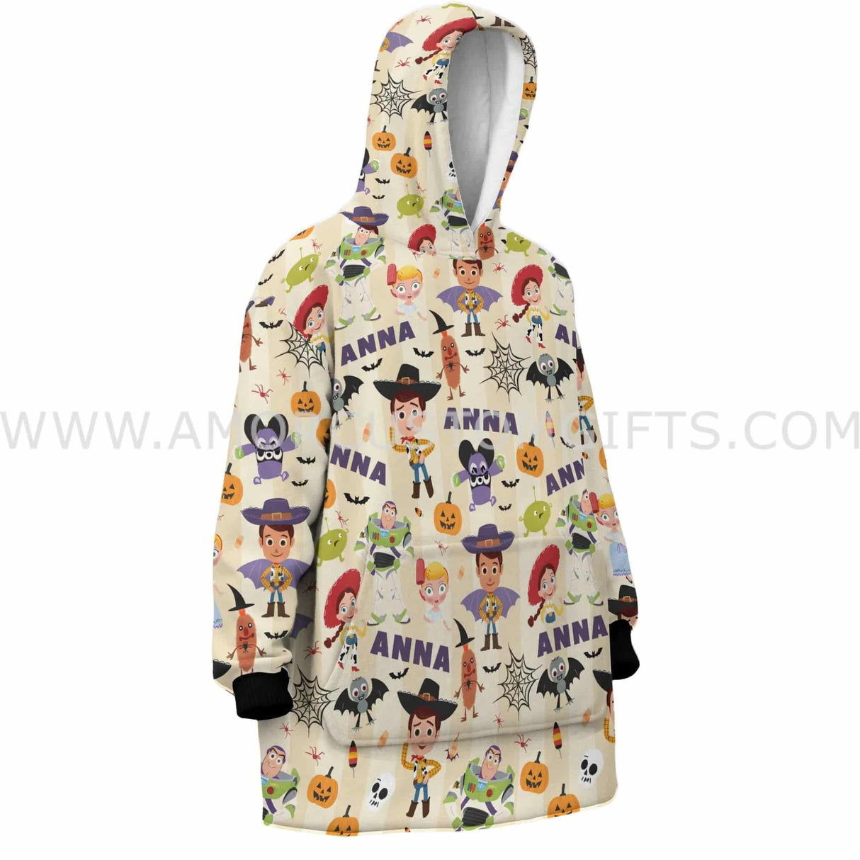 Personalized Woody Spooky Toyland Adventure Halloween Snug Oversized Wearable Hoodie Blanket