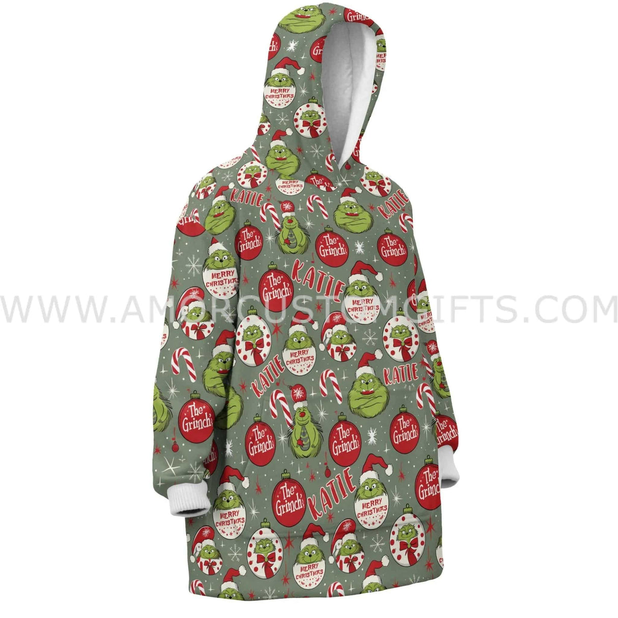 Personalized Xmas Green Leprechaun Snug Oversized Wearable Hoodie Blanket