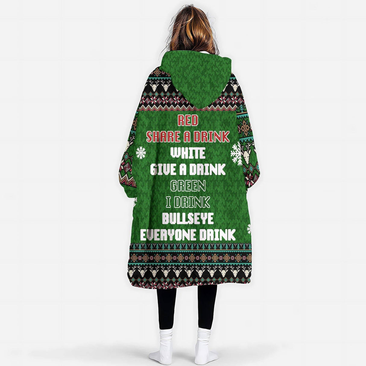 Personalized You Miss You Drink Christmas Snug Oversized Wearable Hoodie Blanket