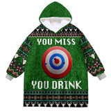 Personalized You Miss You Drink Christmas Snug Oversized Wearable Hoodie Blanket