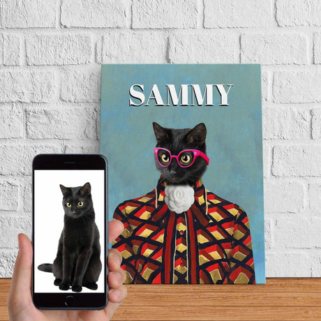 Cat Lovers - Luxury Cat Wearing Glasses - Personalized Pet Poster Canvas Print