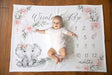 Blankets Baby Milestone Blanket - Elephant Milestone Blanket, Baby Month Blanket, Baby Girl Milestone Blanket Track Growth Keepsake Roses Floral Blanket
