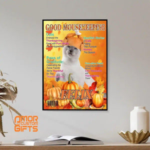 Posters, Prints, & Visual Artwork Cat Lovers - Good Mousekeeping Thanksgiving Magazine - Personalized Pet Poster Canvas Print