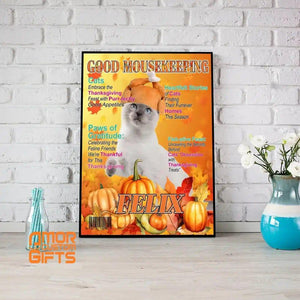 Posters, Prints, & Visual Artwork Cat Lovers - Good Mousekeeping Thanksgiving Magazine - Personalized Pet Poster Canvas Print