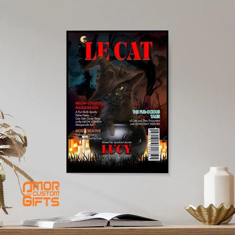 Posters, Prints, & Visual Artwork Cat Lovers - Le Cat Halloween Magazine - Personalized Pet Poster Canvas Print