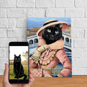 Posters, Prints, & Visual Artwork Cat Wearing Luxury Bag Personalized Pet Poster Canvas Print | Personalized Dog Cat Prints | Magazine Covers | Custom Pet Portrait from Photo | Personalized Gifts for Cat Mom or Dad, Pet Memorial Gift