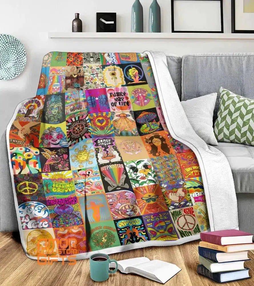 Blankets Custom 60s Psychedelic Rock Blanket, Personalized Fleece Blanket,  Customized Blanket