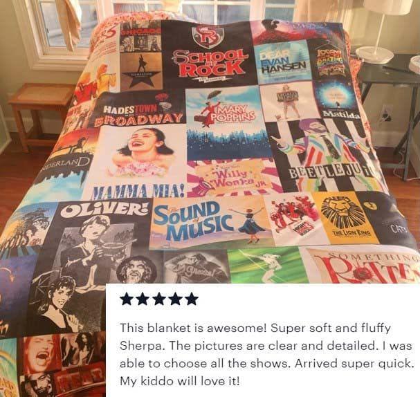 Blankets Custom Broadway Musicals Posters Collage Blanket | Personalized Custom Fleece Blanket, Music Theather Lover Gift Bedding Throw Tapestry